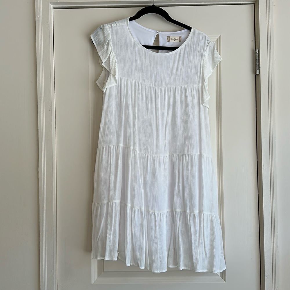 Altar’d State White Tiered Capped Sleeve Dress